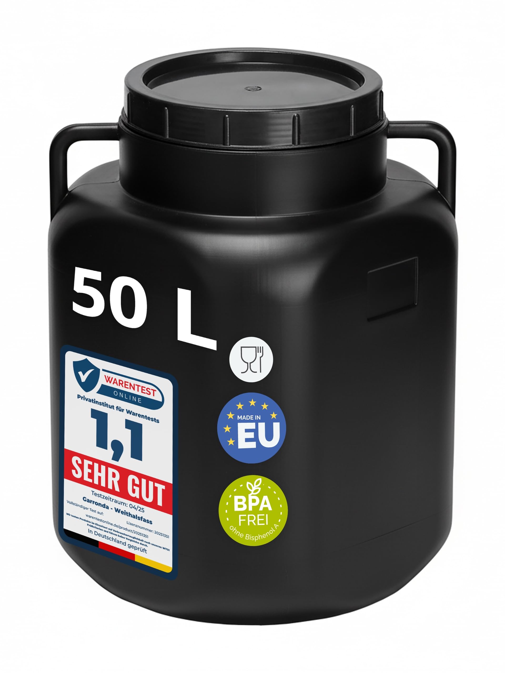 Garronda 50L Weithalsfass – BPA-freier Kunststoffbehälter für Lebensmittel & Wasser