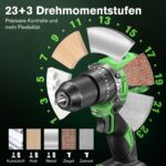 Ginour 21V Bürstenlos Akku-Schlagbohrschrauber – 50 Nm mit 2x2Ah Akkus & 47-tlg. Zubehör – Bild 5