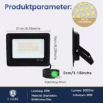FUPE LED Strahler Außen 50W 5000LM – IP65 Wasserdicht für Garten & Hof (2er Set) – Bild 3