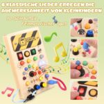 YIKANWEN Montessori Holz Busy Board mit 10 LED-Schaltern & Musikfunktion – Motorik-Spielzeug für Kinder ab 1 Jahr – Bild 3