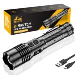 BEYSTE LED Taschenlampe 1000000 Lumen – Aufladbar USB-C, Zoombar, Wasserdicht für Outdoor