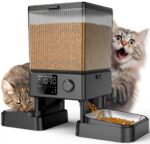 oneisall 5L Futterautomat mit 2 Edelstahlnäpfen – Automatische Katzenfütterung mit Timer & Sprachaufnahme