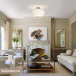 CALOKES Deckenlampe Ø40 cm Weiß mit Goldenem Rahmen – Dimmbar, 3×E27, Modernes Design – Bild 5