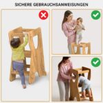 COSYLAND Lernturm mit R-Design & 3 Höhen – Höhenverstellbar bis 70 kg für Küche – Bild 7