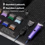 FuzzyFix Hundeschermaschine Profi – 5in1 Klinge & 8 Metall-Aufsteckkämme für Hunde, Katzen, Pferde – Bild 7