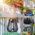 RECHOO 2er Set Solarlaterne Metall – Hängende Gartenleuchte IP65 wasserdicht – Bild 2