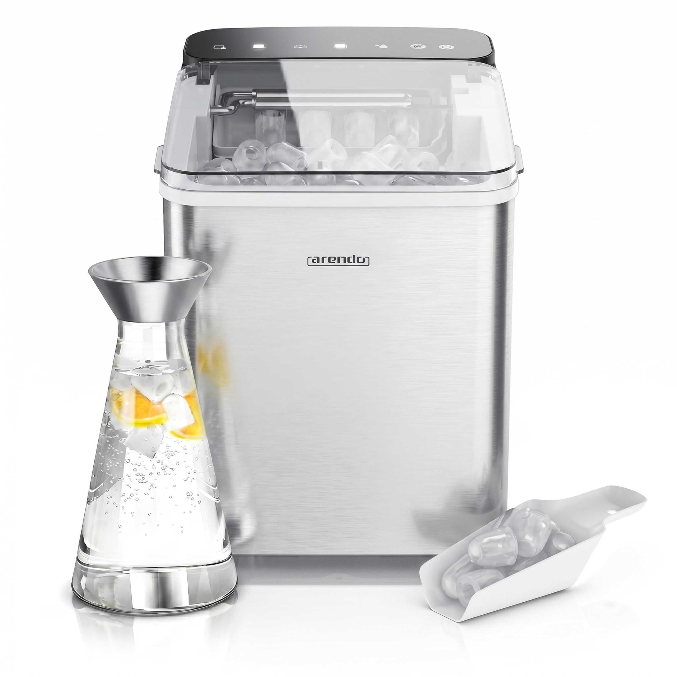 Arendo Eiswürfelmaschine Edelstahl – 12 kg Eis/Tag – Kompakt & leiser Betrieb