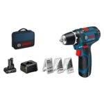 Bosch Professional GSR 12V-15 Akku Bohrschrauber – Kompakt-Set mit 39-tlg. Zubehör & 2 Akkus