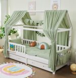 ALAVYA HOME® Hausbett Himmel Deko Set 3-tlg – Bio-Musselin Baumwolle, 125x350cm