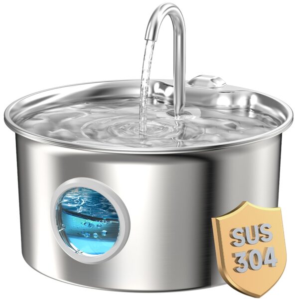2.6L Katzenbrunnen Edelstahl – Automatischer Trinkbrunnen mit 4-Schicht Filtersystem & leiser Pumpe