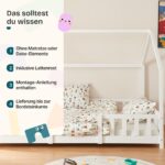 [en.casa] Montessori Hausbett Sisimiut 140x200 cm – Kinderbett mit Rausfallschutz & Lattenrost – Bild 7