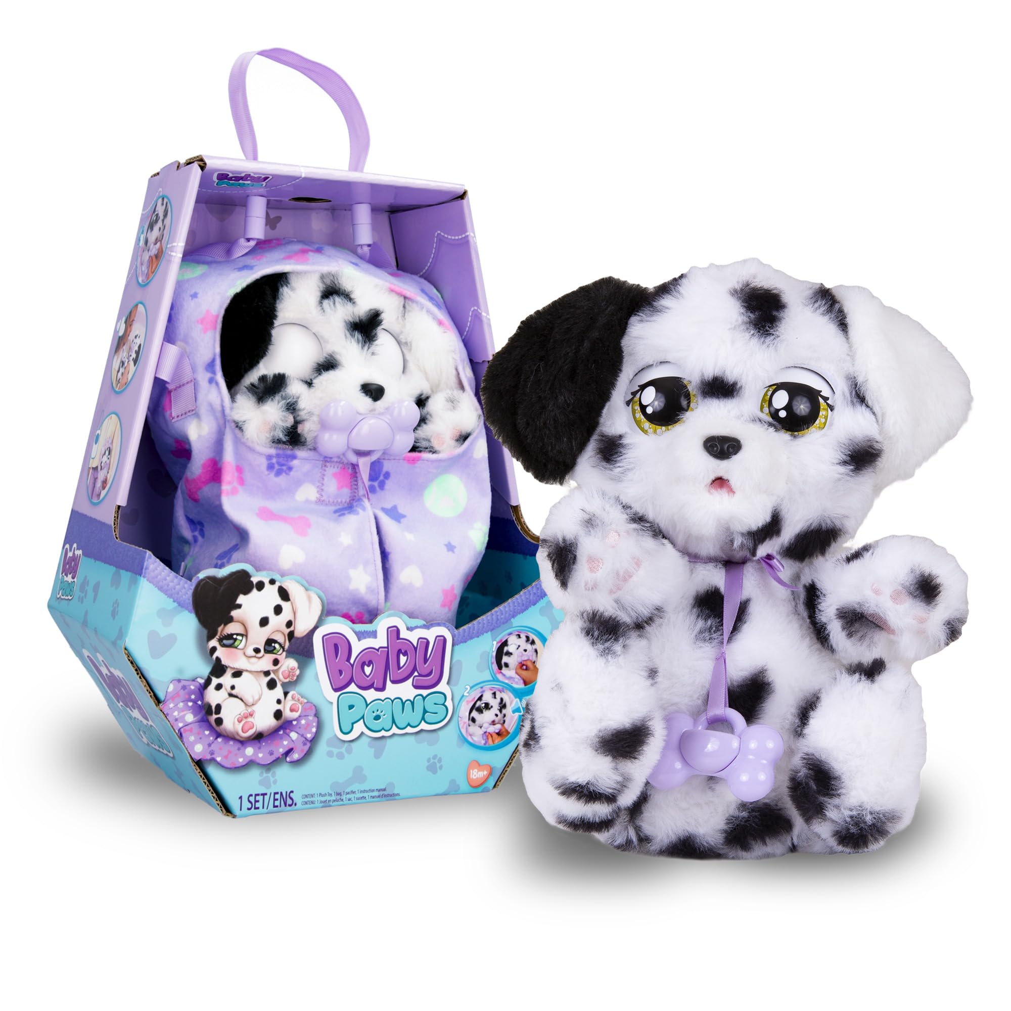 BABY PAWS Dalmatian – Interaktives Plüschtier mit Soundfunktion & Tragedecke ab 18 Monaten