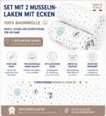 FlyIdeas Spannbettlaken-Set 80x160 cm – 100% Baumwolle für Kinderbetten – Bild 4