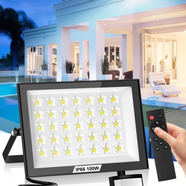 Bellanny 100W LED Flutlicht mit Bewegungsmelder – 10000 Lumen Superhell Aussenstrahler IP66