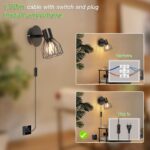 Kimjo Wandleuchte E14 mit Schalter & Stecker – Schwenkbar, 1,5m Kabel, Schwarz – Bild 2