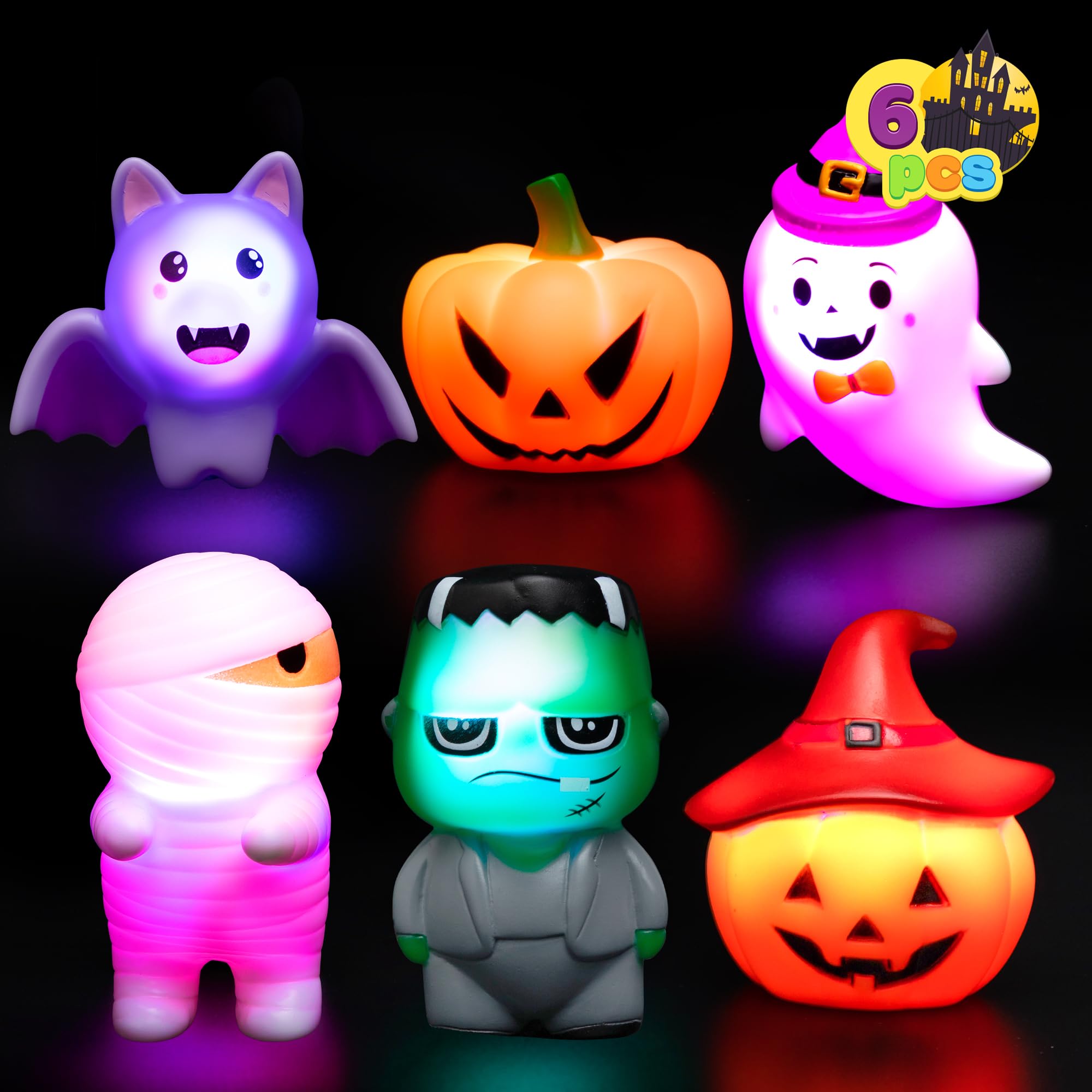 JOYIN 6er Set LED Badespielzeug Halloween – Leuchtendes Badewannenspielzeug für Kinder