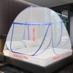AnJeey Moskitonetz Bett 180x200 cm – Pop-up Doppeltür mit Faltdesign für Camping & Schlafzimmer – Bild 2