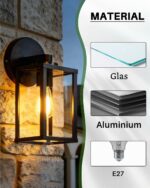 EBION Außenwandleuchte E27 mit Aluminium & Hartglas – IP54 wasserdicht für Terrasse – Bild 3
