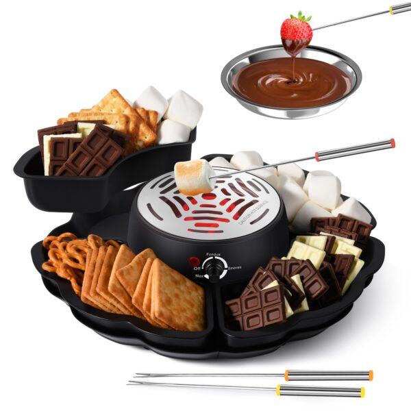 ICRINA 2-in-1 S'mores & Fondue Set – Elektrischer Marshmallow-Toaster mit Temperaturregelung