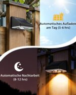 Delaiglow Solar Wandleuchte aussen 8er Set – IP67 Gartenbeleuchtung Gold für Zaun & Terrasse – Bild 2
