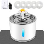 Wilktop Katzen Trinkbrunnen 2,4L mit Aktivkohlefilter & LED – Automatischer Wasserspender für Hunde & Katzen