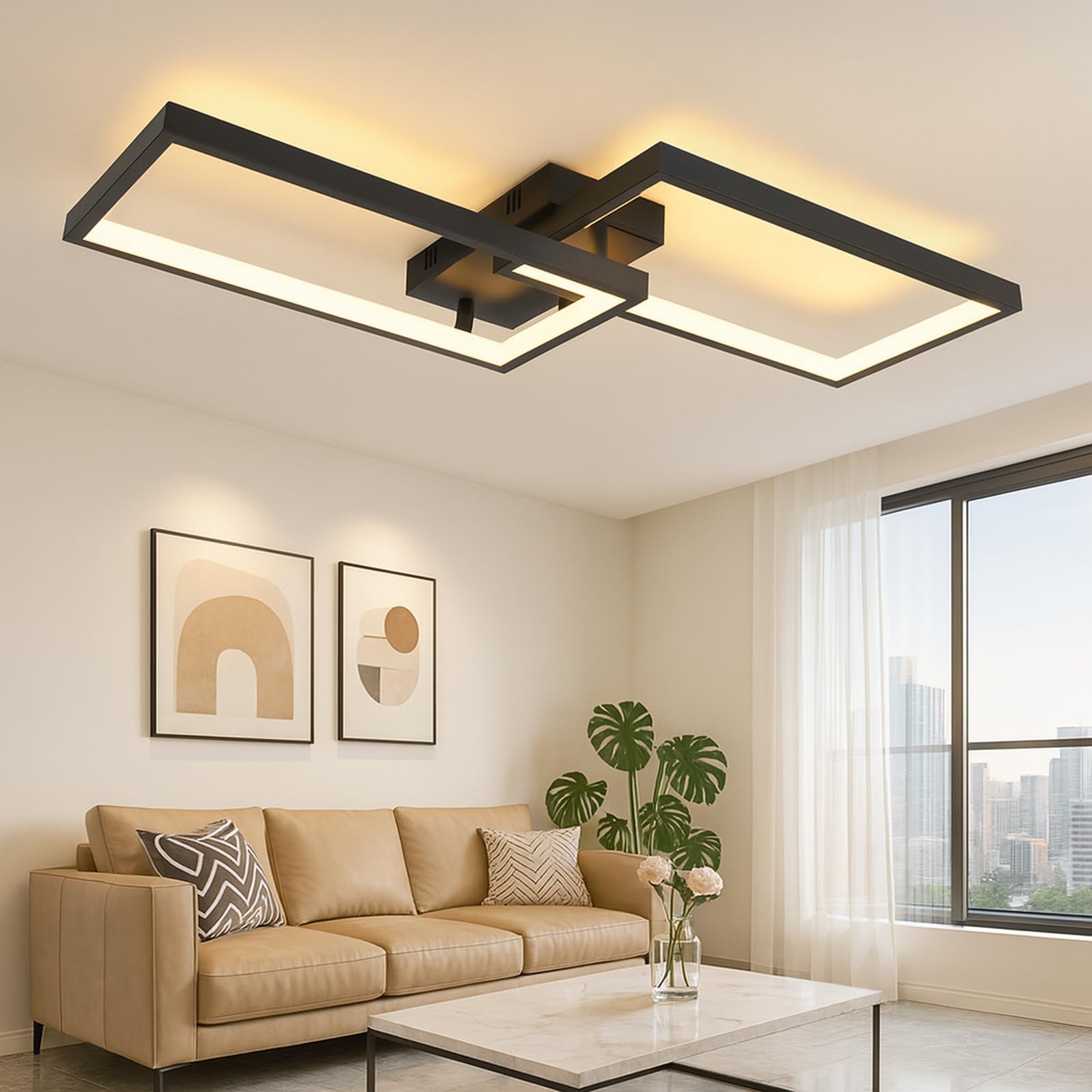 CBJKTX LED-Deckenleuchte 60 cm mit Dimmbar & Fernbedienung – Modernes Wohnzimmer Schlafzimmer