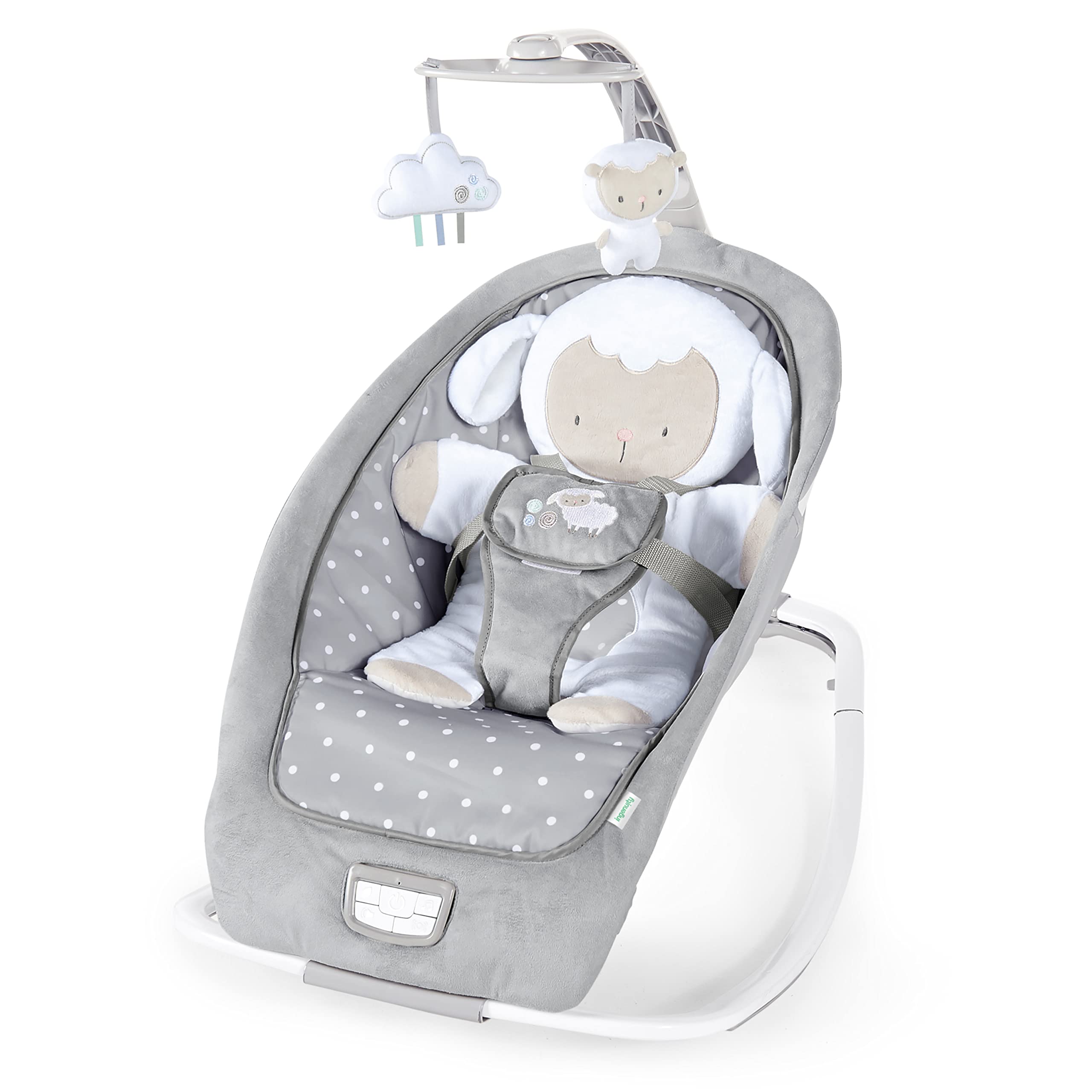 Ingenuity Cuddle Lamb Babywippe – Schaukel mit Vibration & Musik ab Geburt bis 18 kg