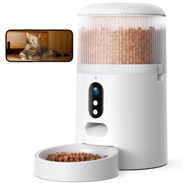 Faroro Intelligenter Futterautomat für Katzen & Hunde mit WiFi, 3MP HD-Kamera & Nachtsicht