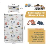 Kinderbettwäsche 100x135 cm Dinosaurier – 100% Baumwolle mit Reissverschluss – Bild 2