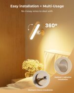 FULNIX Wandleuchte Holz mit 7500mAh Akku – Kabellose LED-Leuchte mit Fernbedienung & 360° Drehung – Bild 6