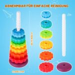 NiToy Stapelturm 41 cm mit Drehfunktion – Regenbogen-Stapelringe für Kinder – Bild 3