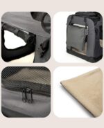 lionto Hundetransportbox 50x34x36 cm – Faltbar mit Liegekissen für Hunde & Katzen bis 10 kg – Bild 4