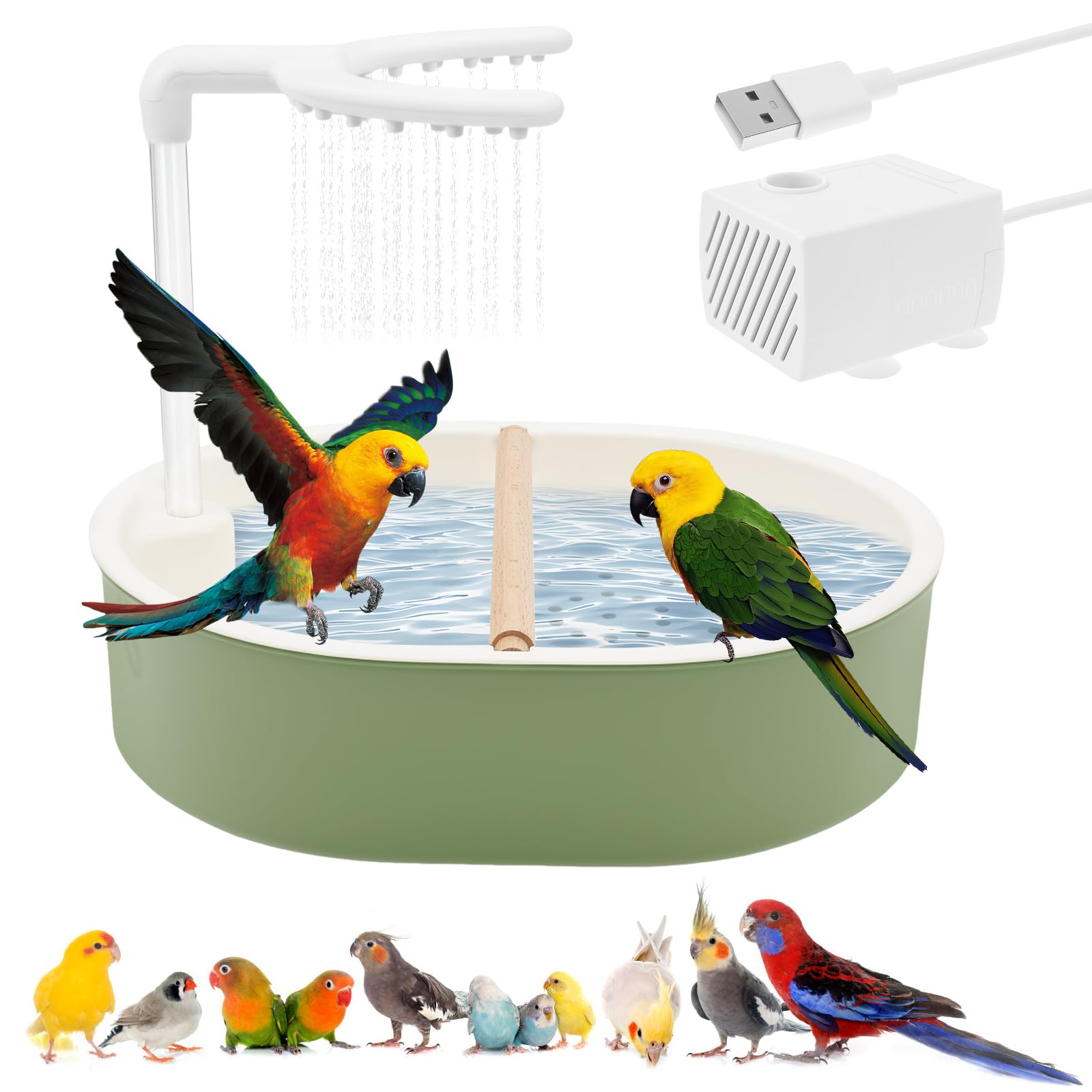 BAODBF Automatische Vogeldusche mit USB Kreislaufsystem – Vogelbad für Wellensittiche & Papageien