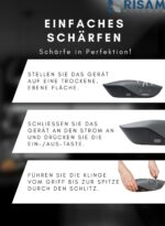 RISAM kitchen Elektrischer Messerschärfer – 2-Stufen Schleifsystem für alle Messertypen – Bild 6