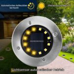 GREPRO Solar Bodenleuchten 8er Set mit 12 LED – IP65 Gartenleuchten für Aussen – Bild 4