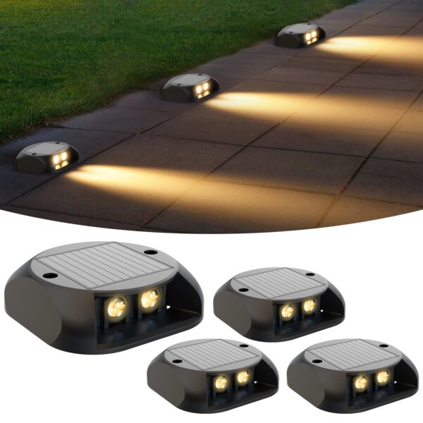 Quntis Solar Bodenleuchten 4er Set – IP65 Wegeleuchten Warmweiss für Treppen & Garten