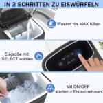 Citybee Eiswürfelmaschine Selbstreinigend 14kg/24h – Frisches Eis in 6 Min für Küche & Büro – Bild 8