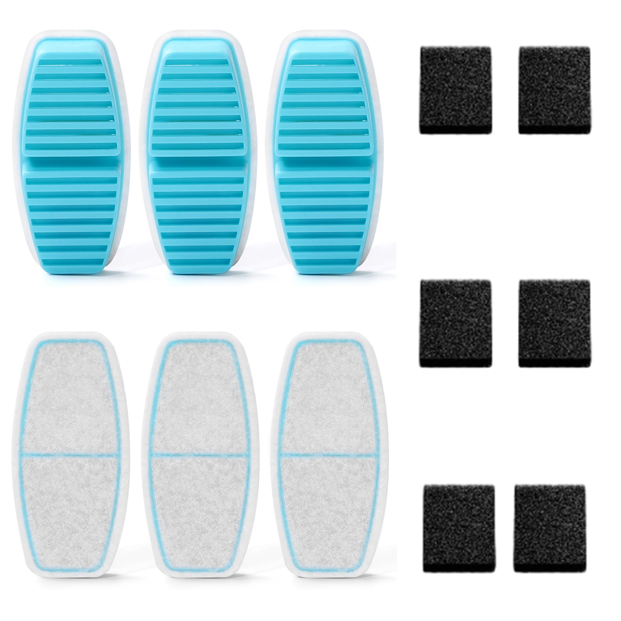 FOFNON Katzenbrunnen Filter Set 12er – 6 Filter + 6 Schaumstofffilter für sauberes Trinkwasser