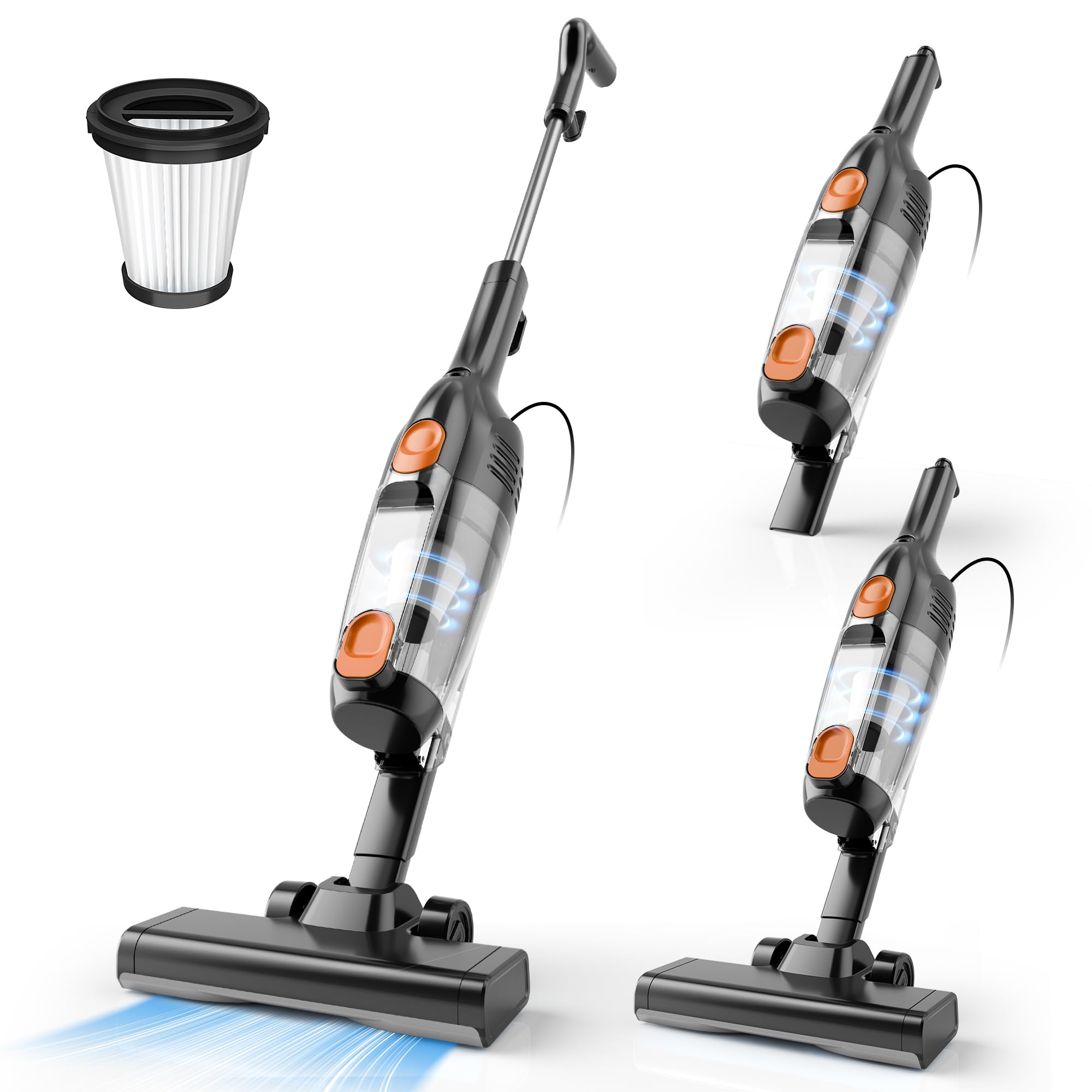 Vazone 3-in-1 Kabelstaubsauger 20 kPa – Beutellos mit Anti-Tangle für Tierhaare