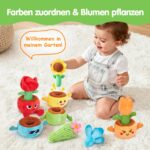 hahaland Montessori Stapelspielzeug mit Blumentöpfen – Sensorisches Motorikspielzeug ab 6 Monaten – Bild 4