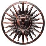 LED Solar Wandleuchte Sonnendesign – Garten Außendeko in Kupfer, 40 cm