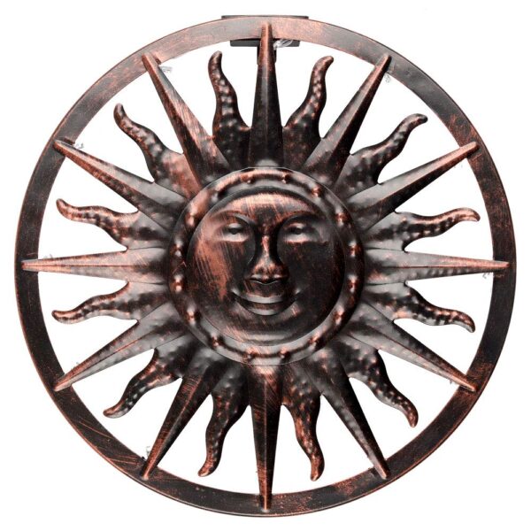 LED Solar Wandleuchte Sonnendesign – Garten Außendeko in Kupfer, 40 cm