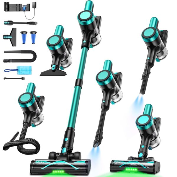 NYXAL Akku Staubsauger 50 KPa mit 500W Motor – 55 Min Laufzeit für Tierhaare & Hartböden