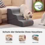 Gardner Pet 2-in-1 Hundetreppe 35/42cm, 3 Stufen – Gelenkschonendes Aufstiegssystem für kleine Hunde – Bild 5