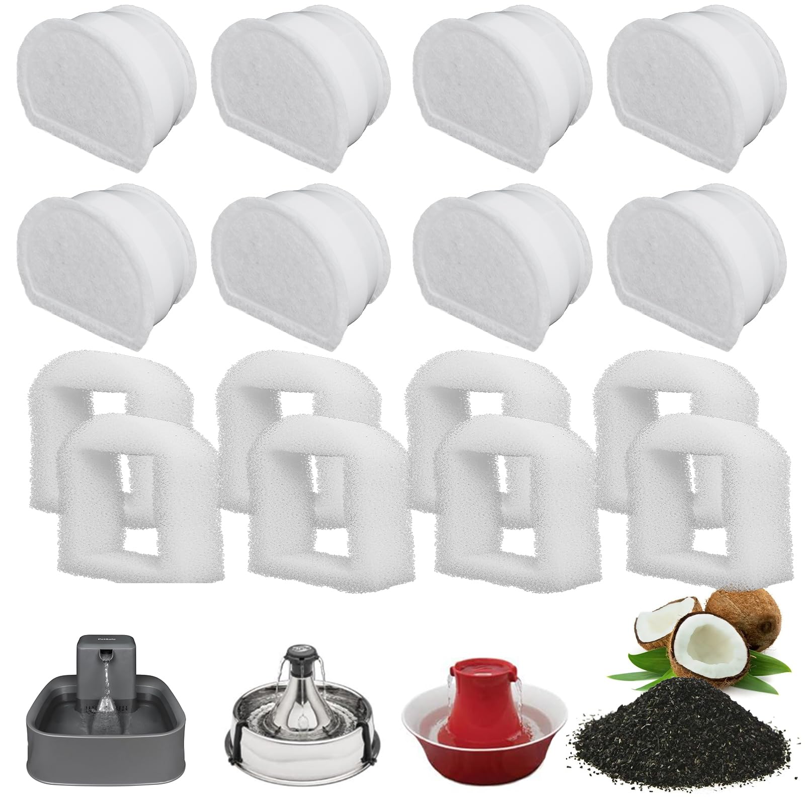 16er Set Schaumfilter & Aktivkohlefilter für PetSafe Drinkwell – Ersatzfilter