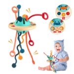 Tospino Baby Montessori Spielzeug 12–18 Monate – Sensorisches Silikon Lernspielzeug mit Zugschnüren