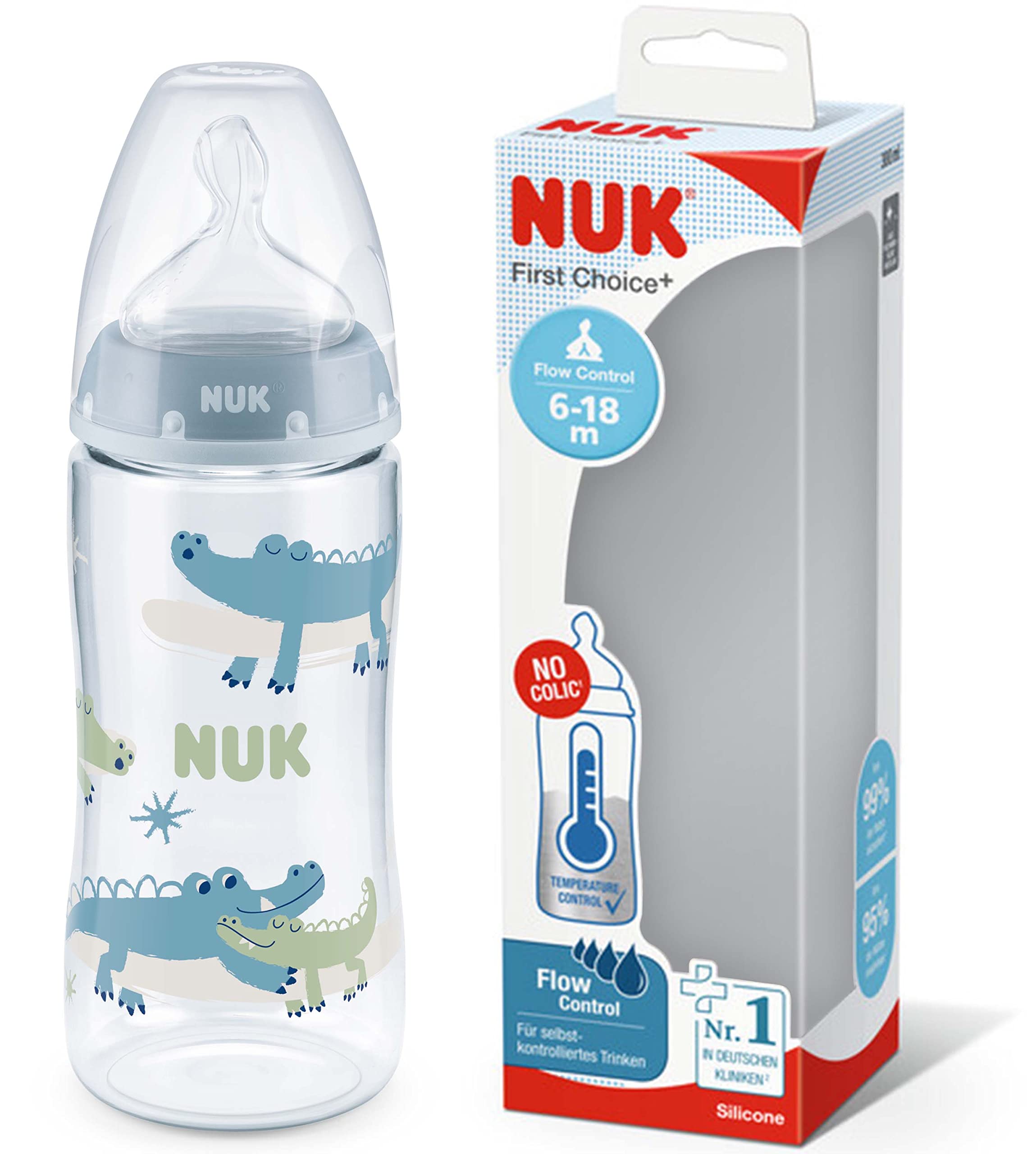 NUK First Choice+ Babyflasche 360 ml – Kiefer- & zahngerecht für 6-18 Monate