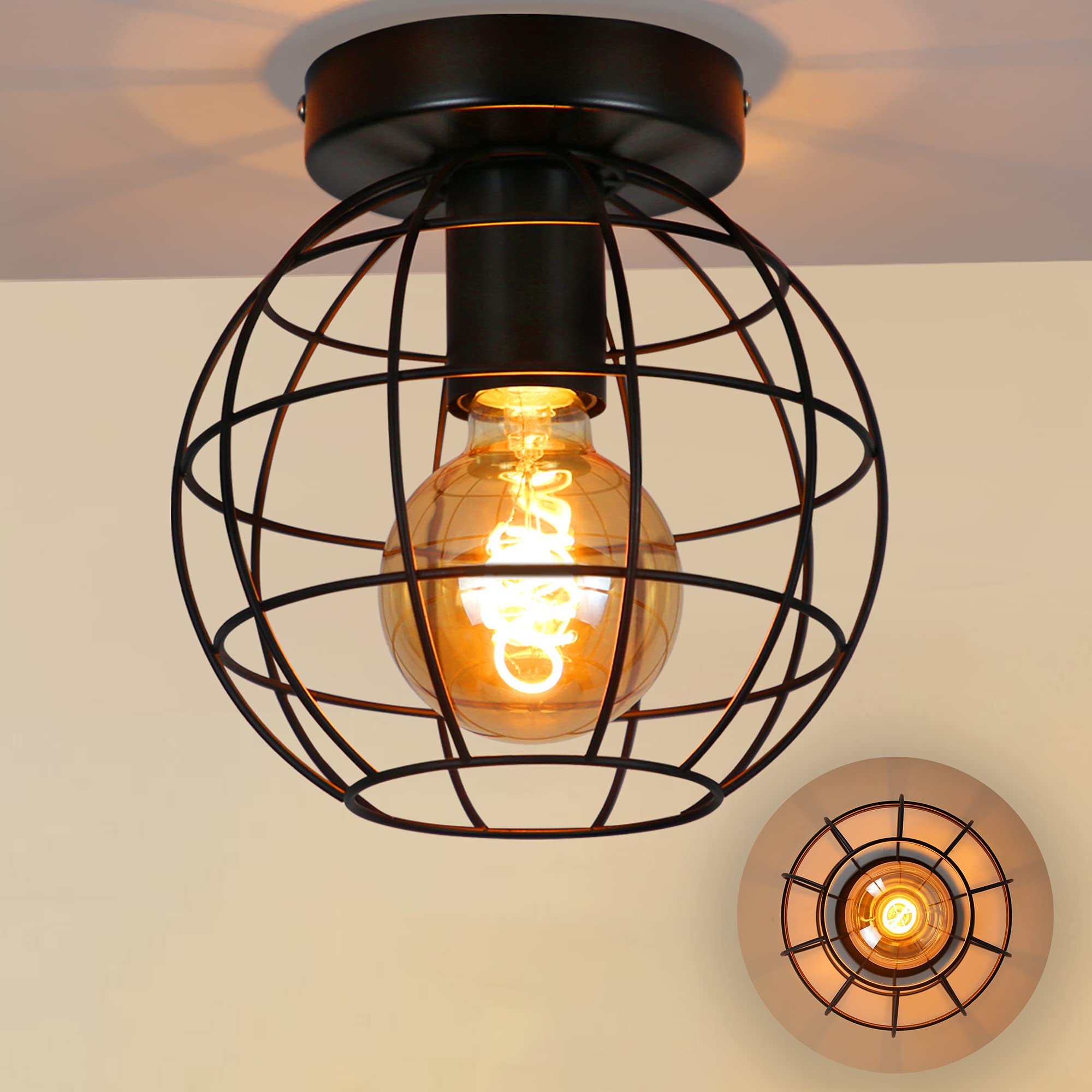 ZMH Deckenleuchte Vintage Industrial E27 – Retro Käfig Design für Flur & Küche