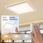 BestLuz 42x42 cm LED Deckenleuchte CCT – 2800 lm, 24W, IP44, Backlight-Effekt