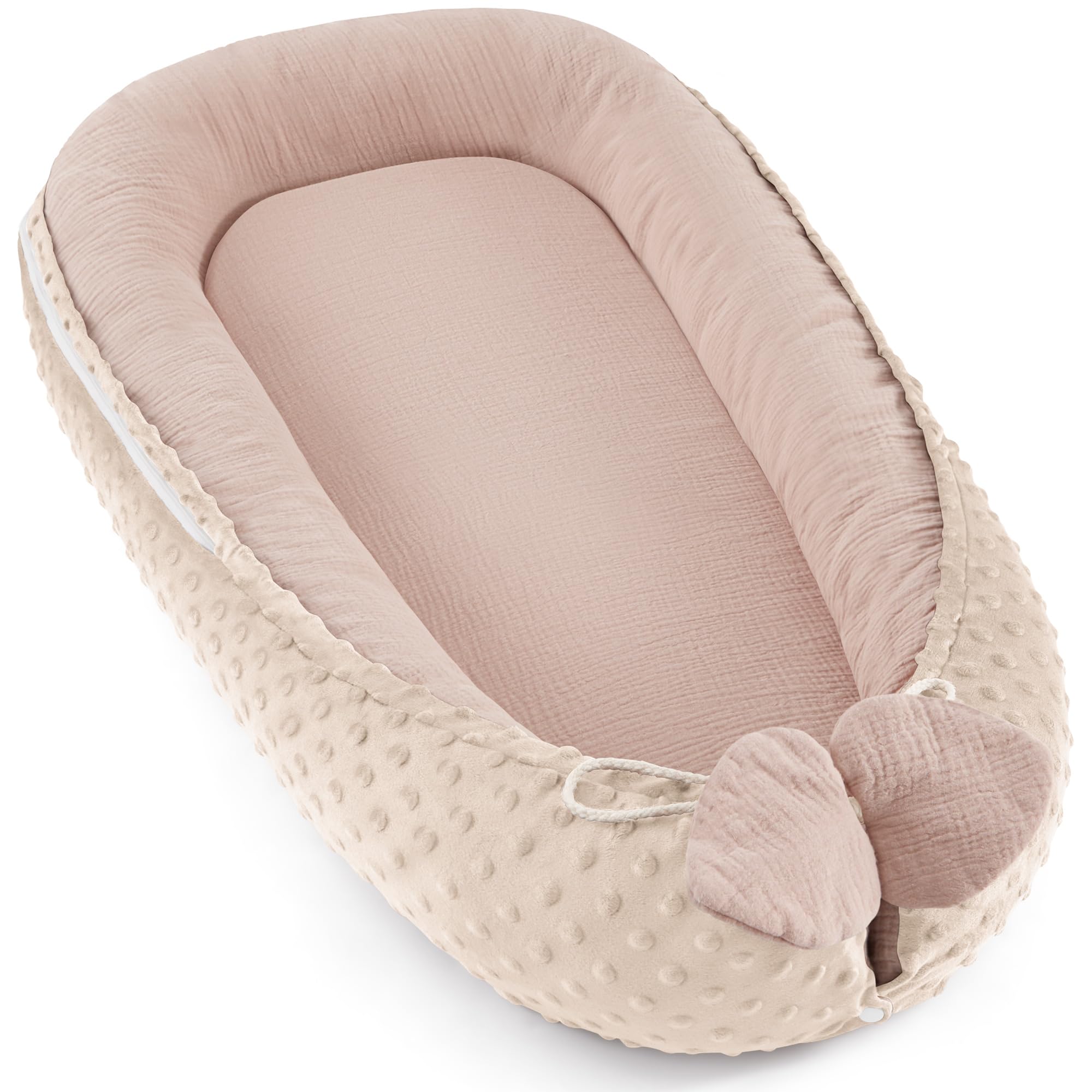 Bearmoss Babynestchen 90x55cm – Weiches Kuschelnest mit Musselinbaumwolle für Neugeborene